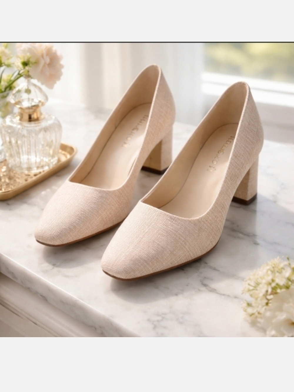 Karen Scott Tweed Heels Light Beige Cream Natural Size 6M